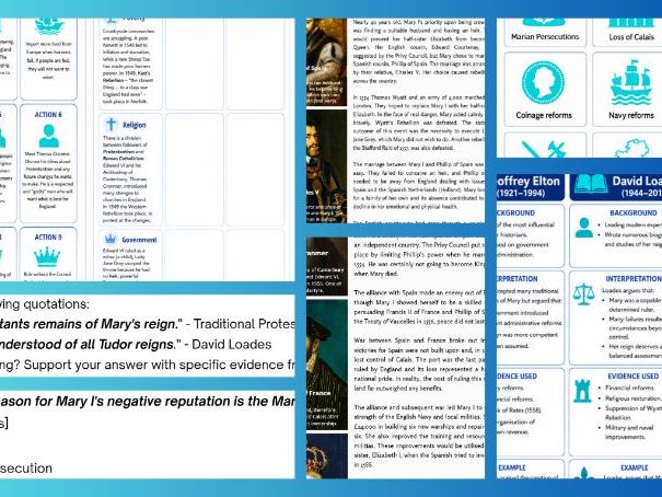A Level AQA/Edexcel The Mid-Tudors - Mary I: Evaluation and Historiography Lesson Pack