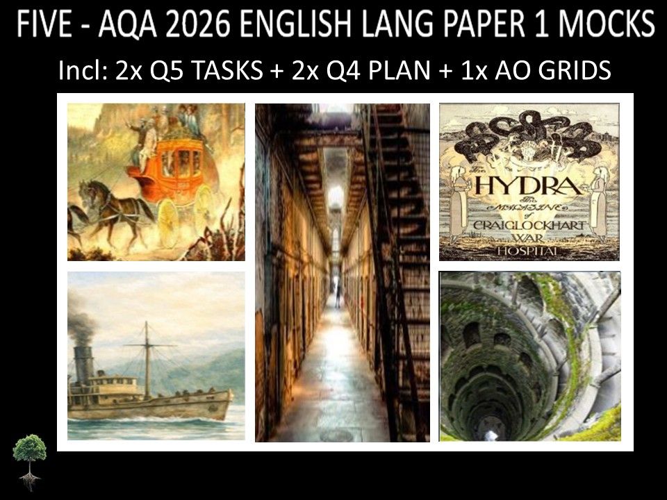 FIVE - AQA PAPER 1 | 2026 FULL MOCKS | Q5 TASKS | Q4 PLAN | AO GRIDS