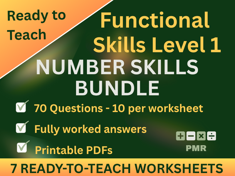 Number Skills Bundle – Functional Skills Maths Level 1 – 7 Worksheets