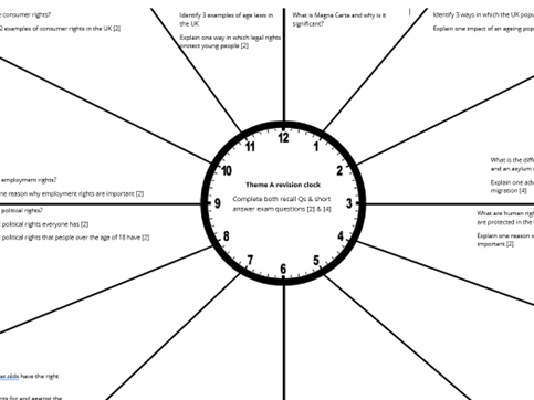 GCSE Citizenship - theme A revision clock
