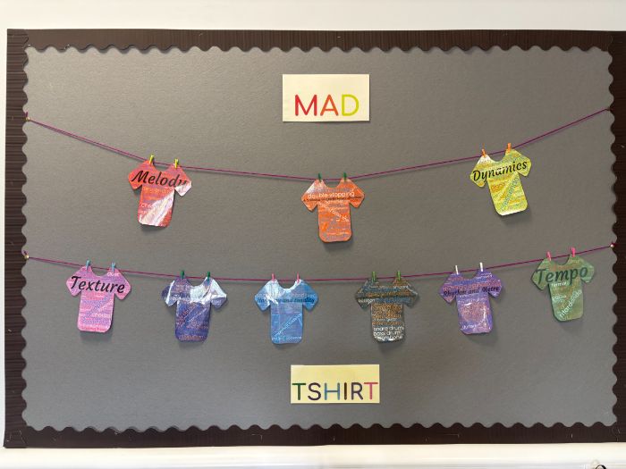 MAD T SHIRT musical elements display or word mats (EDUQAS GCSE specific)