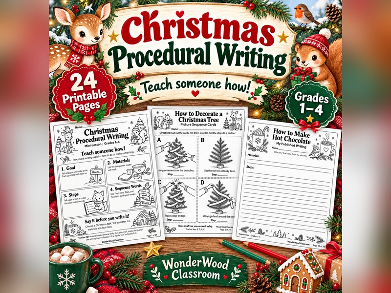 Christmas Procedural Writing Grades 1-4