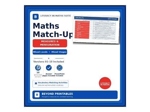 Measurement Vocabulary Match-Up – Units, Mass, Capacity & Scale | PDF & PowerPoint