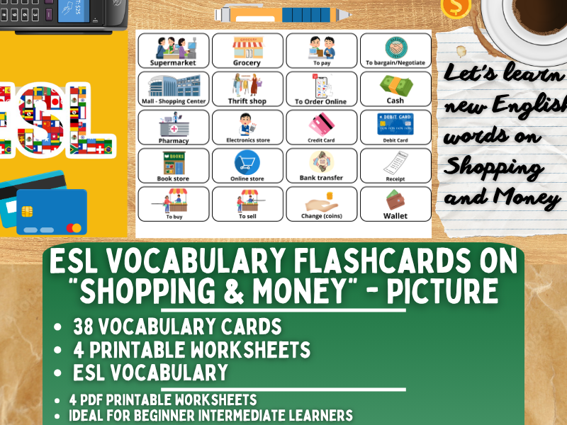 ESL Vocabulary Flashcards - Shopping & Money - Pictures
