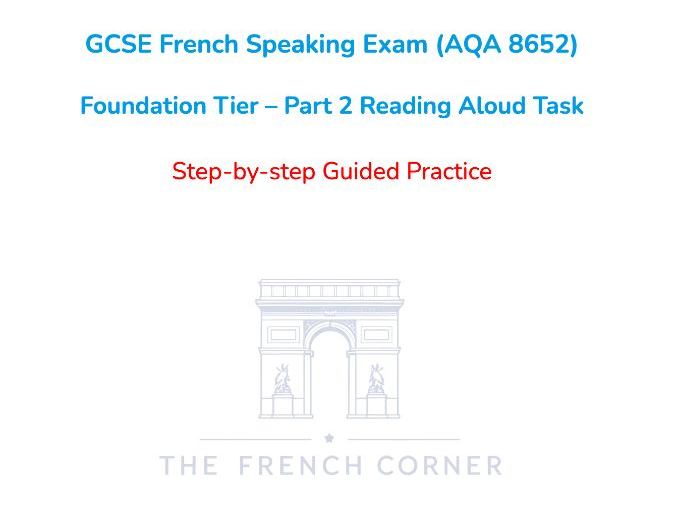 GCSE French Speaking Exam (AQA 8652) Foundation Tier 2026 – Part 2 Reading Aloud Exam Practice