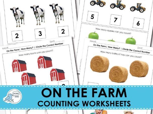 On the Farm Counting Worksheets Real Photos Preschool and Special Education