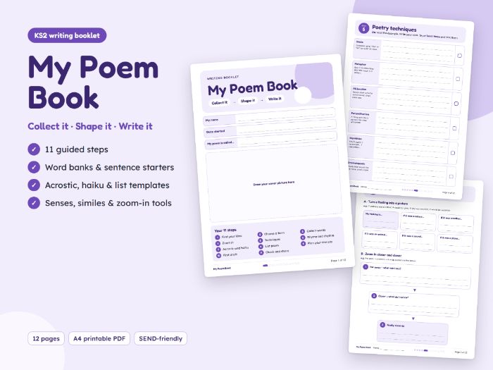 My Poem Book – 12-Page Guided Poetry Writing Booklet (KS2, SEND-Friendly)