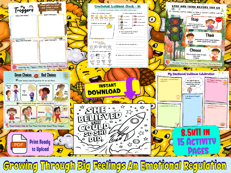 Growing Through Big Feelings An Emotional Regulation Workbook for Kids