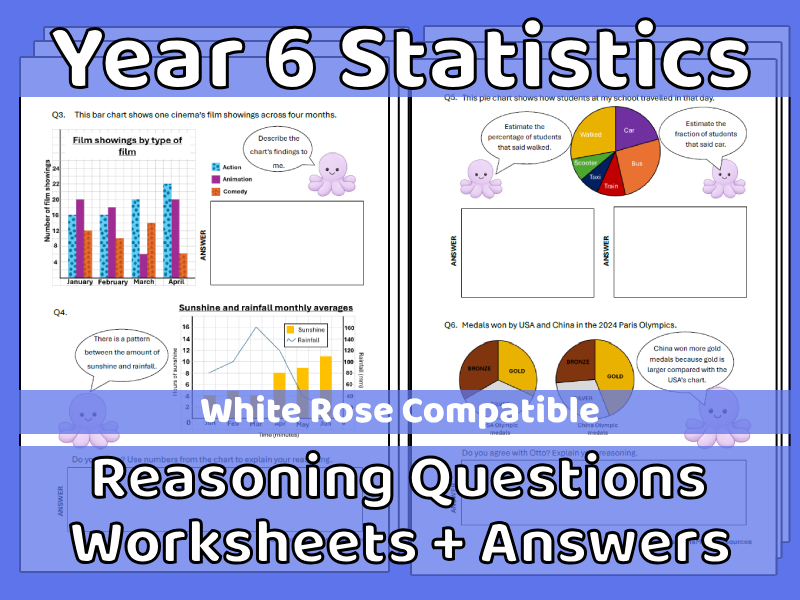 Year 6 Statistics Reasoning Questions Worksheets