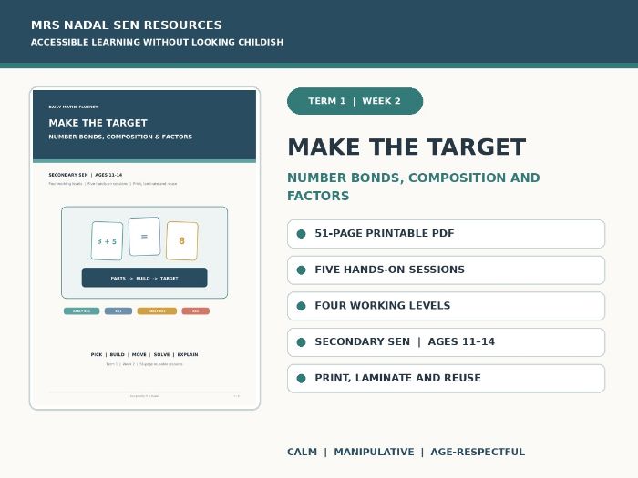 SEN Maths Fluency Week 2 | Make the Target