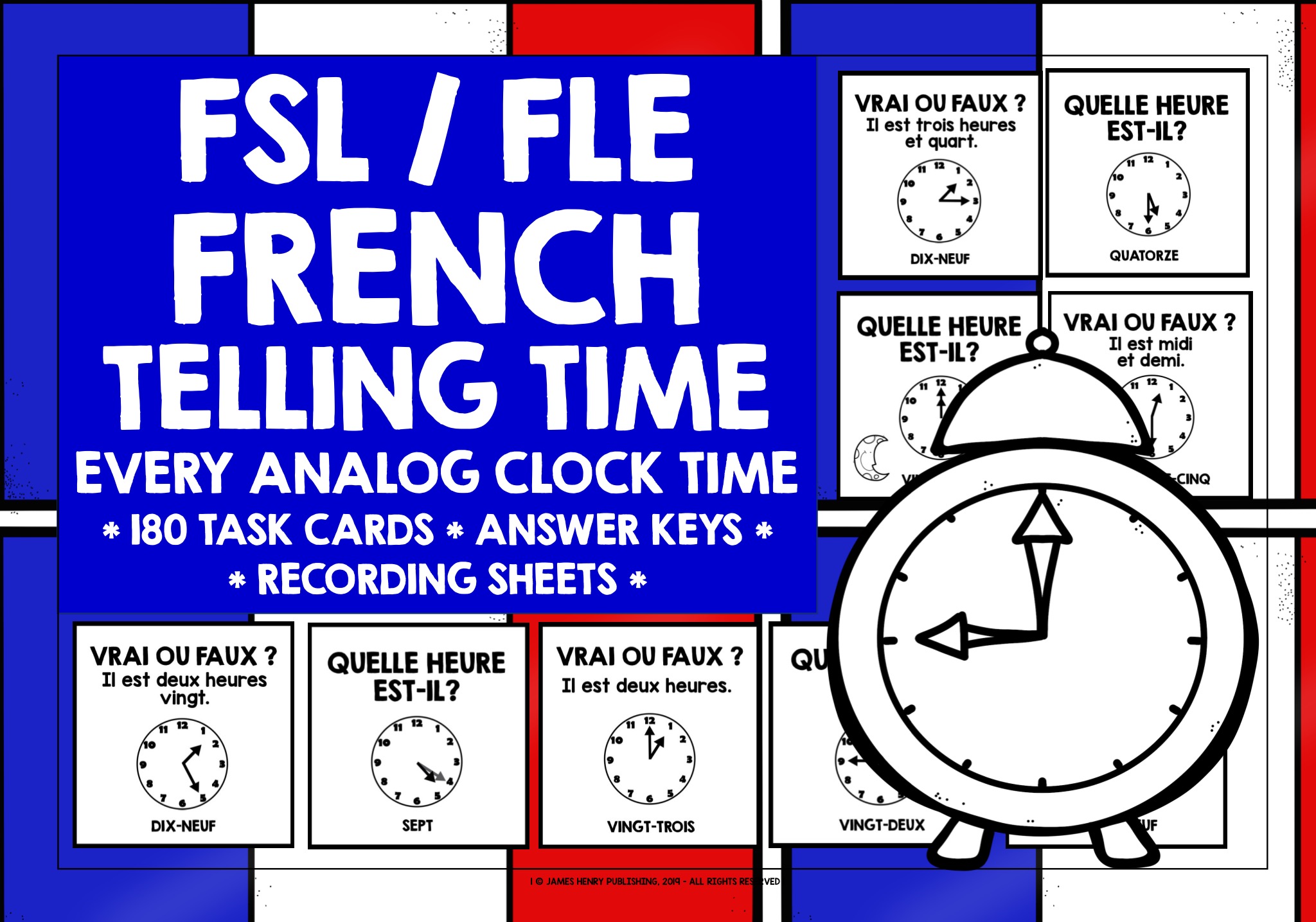 FSL FRENCH TELLING TIME TASK CARDS Teaching Resources