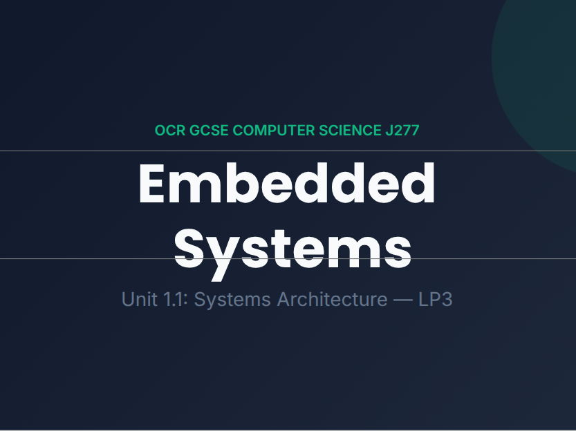 OCR GCSE Computer Science J277: 1.1.3 Embedded Systems | Full Lesson4