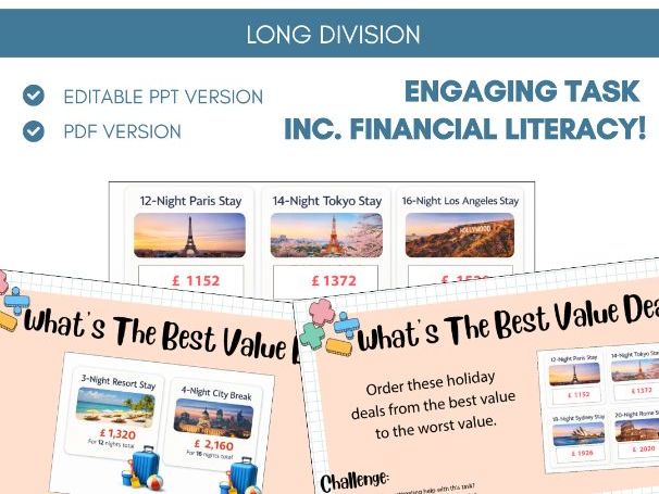 Long Division | Financial Literacy | Worksheet Task | Four Operations