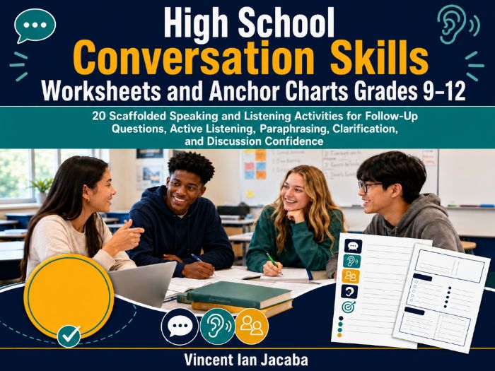 High School Conversation Skills Worksheets & Anchor Charts | Speaking & Listening Grades 9–12