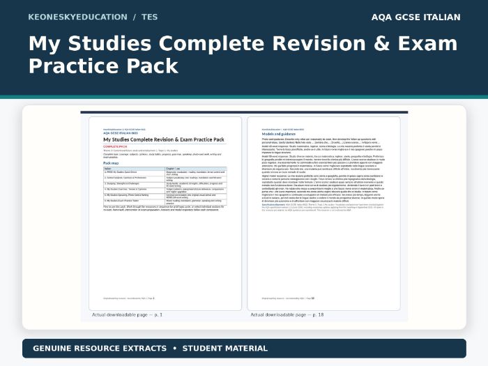 AQA GCSE Italian – My Studies Complete Revision & Exam Practice Pack