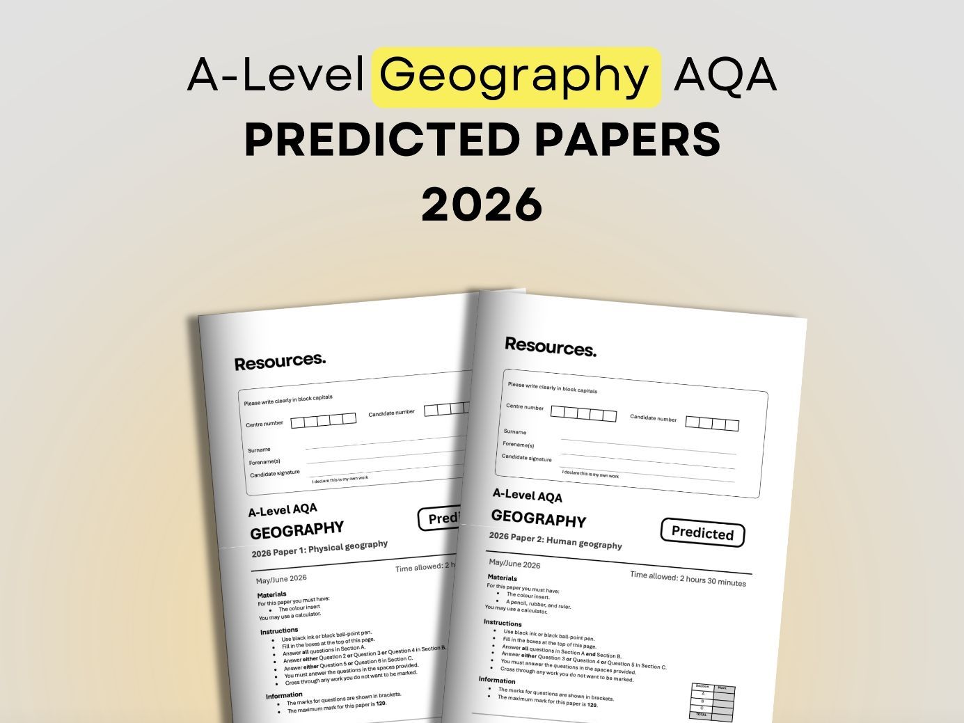 AQA A-Level Geography Predicted Papers 2026