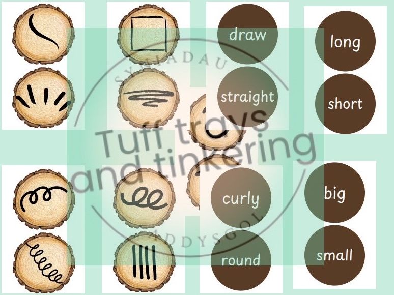 mark making log slices Curriculum for Wales Early Years PS1 English version outdoor learning