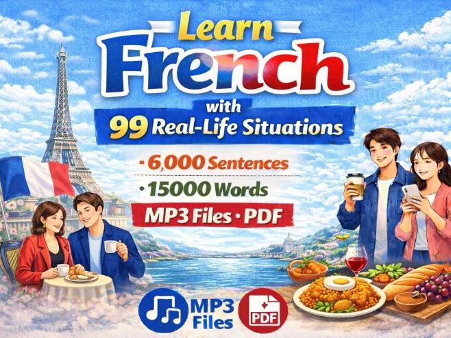 Learn French 6,000 Sentences, 15,000 Words, MP3 files, PDF