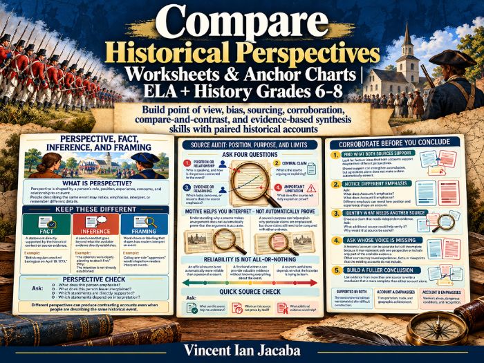 Compare Historical Perspectives Worksheets & Anchor Charts | History Source Analysis Grades 6–8