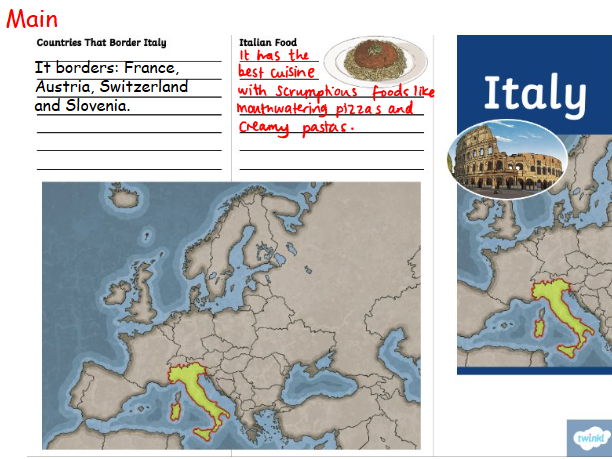 Italy Tourism Leaflet – KS2 Geography Writing Task