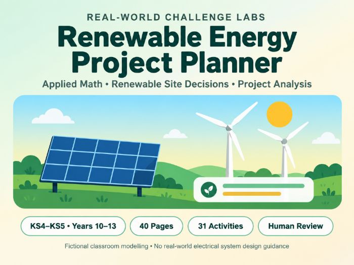 Renewable Energy Project Planner | KS4–KS5 | Years 10–13 | 40 Pages