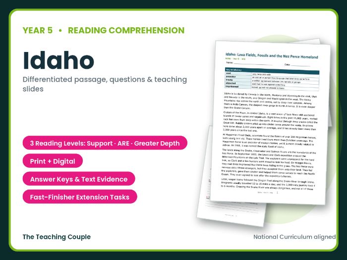 Idaho Reading Comprehension | Year 5 (KS2)
