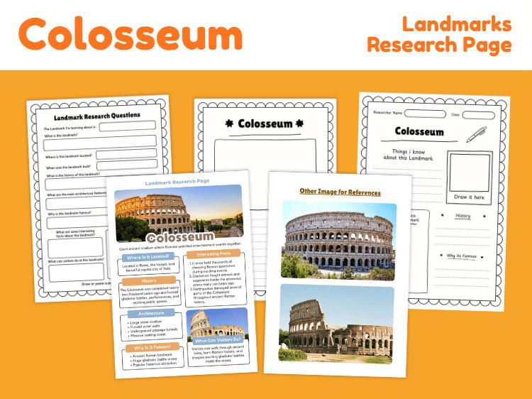 Colosseum Research Project | Ancient Rome Landmark Worksheets