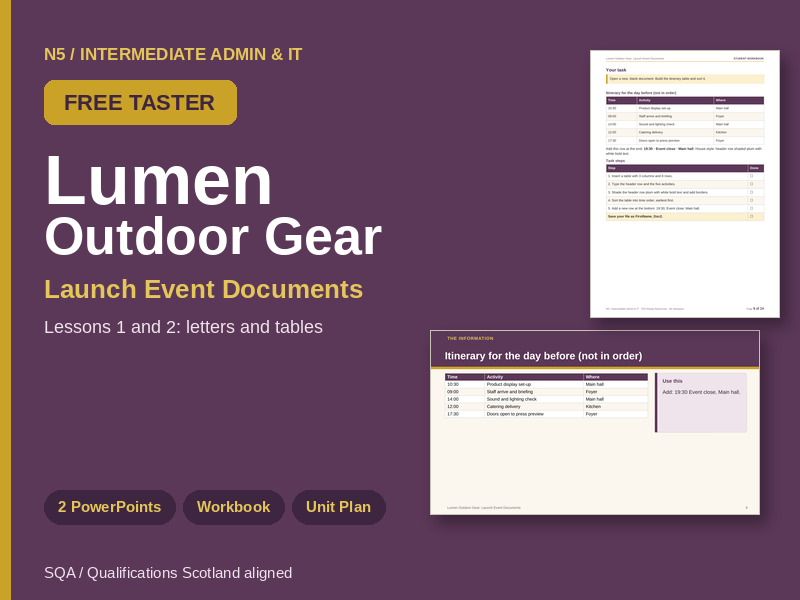 FREE N5 Admin & IT Word Processing Taster: Lumen Launch Event (Lessons 1 and 2)