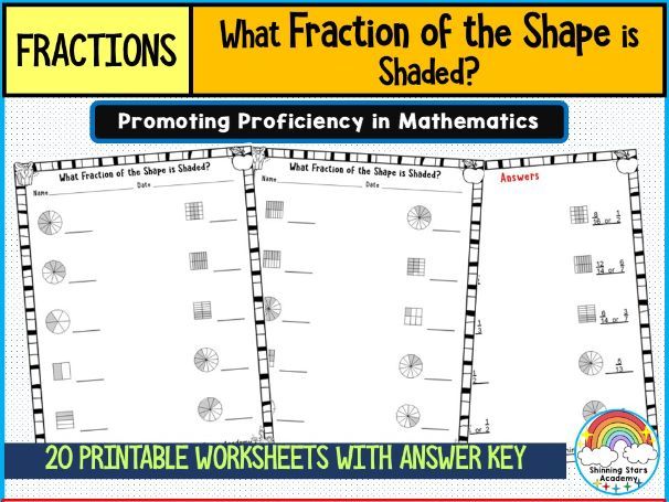 What Fraction of the Shape is Shaded Worksheets | Printable Visual Fractions Practice