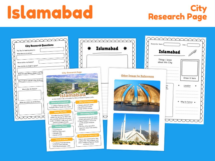 Islamabad City Research Project | Pakistan Geography Worksheets