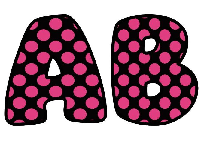Bright Pink Polkadots 2 Alphabet Lettering Set | Classroom Display | Upper & Lowercase, 0-9
