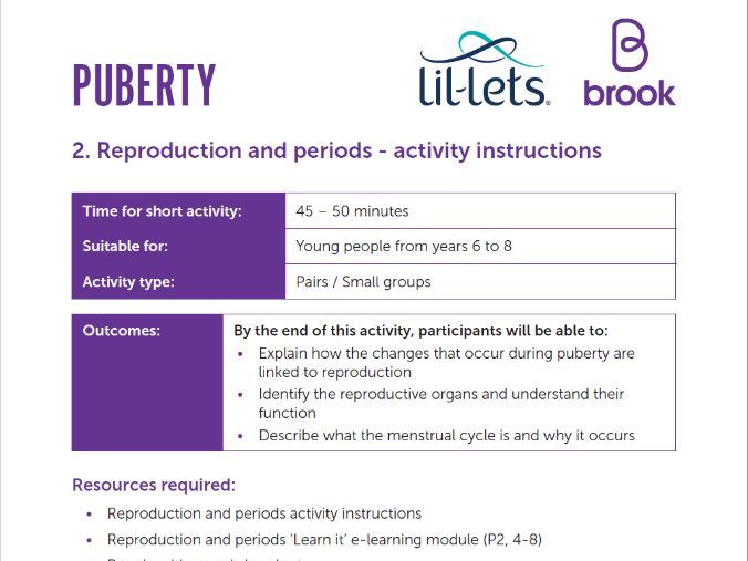 Puberty: Reproduction and periods activity