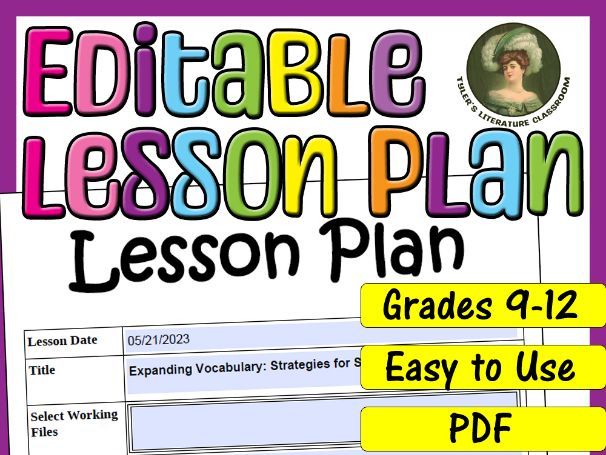 Vocabulary Strategies : Editable Lesson Plan for High School