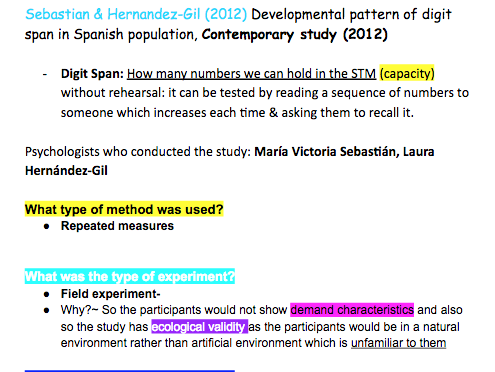 Edexcel A level Psychology Sebastian and Hernandez-gil (2012)