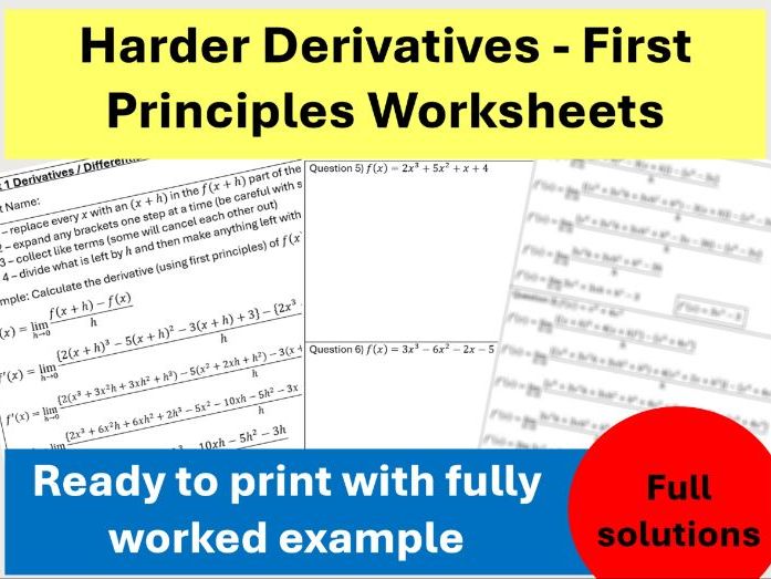 Worksheets - Derivatives (First Principles) - Harder