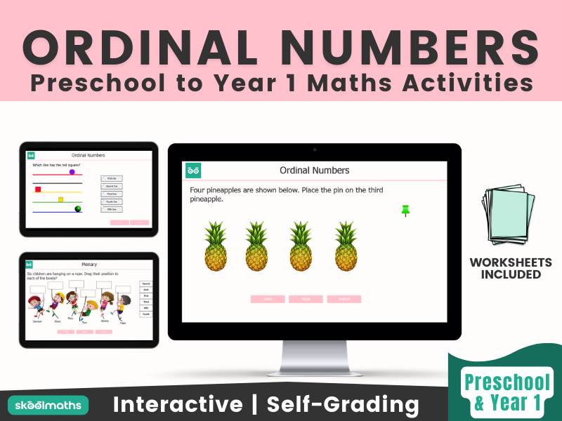 Ordinal Numbers: Digital Self-marking Activities for Year 1