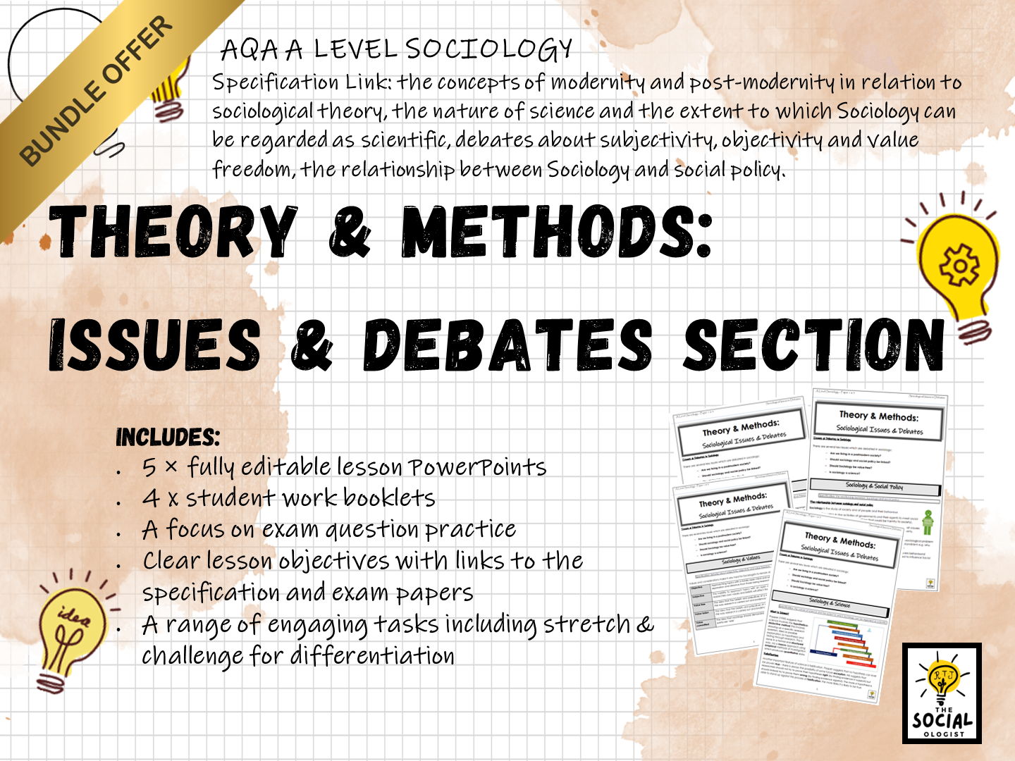 AQA A level Sociology - Theory and Methods 2 - Sociological Issues and Debates - Bundle