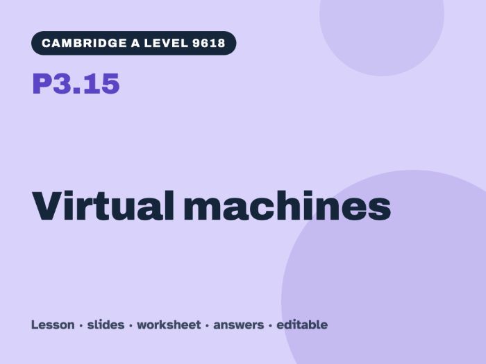 Cambridge A Level Computer Science 9618 – P3.15 Virtual machines – Lesson & Worksheet