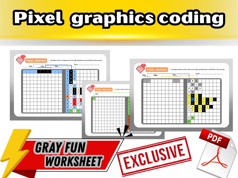 Pixel Graphics Coding Fun! 5-Page Logic Puzzle Pack for Data Representation