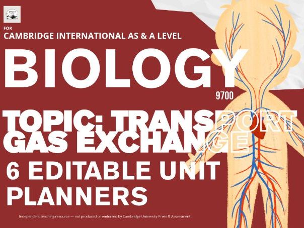 CAIE AS & A Level Biology 9700: AS Topics 7–9 - Transport and Gas Exchange, 6 Editable Unit Planners