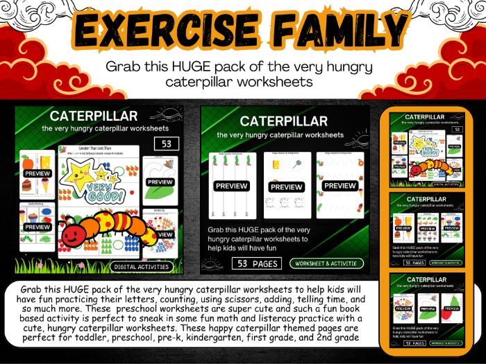 the very hungry caterpillar worksheets