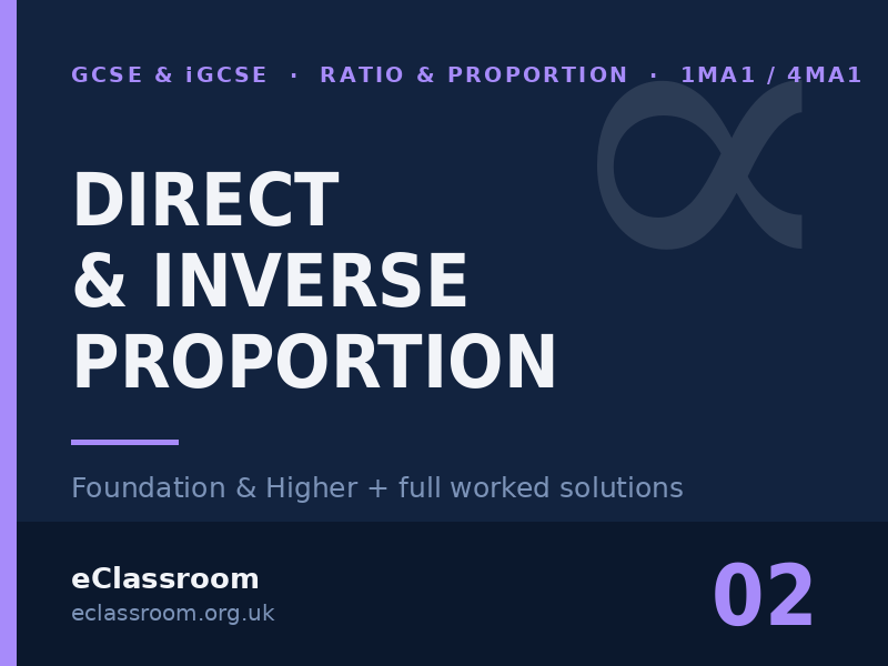 GCSE & iGCSE Direct & Inverse Proportion worksheet