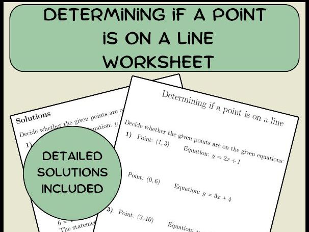 Determining if a point is on a line worksheet (with solutions)