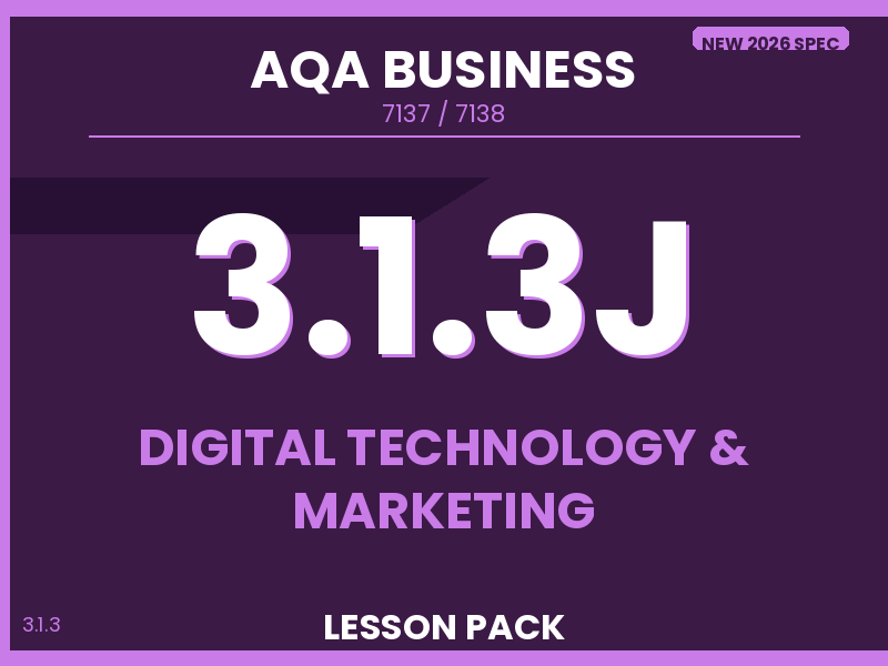 NEW 2026 AQA AS & A-Level Business 7137/7138 – 3.1.3J Digital Technology & Marketing – LESSON PACK