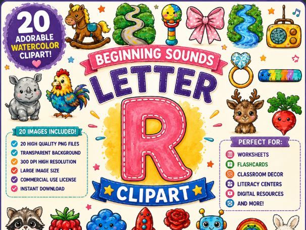 Letter R Beginning Sounds Clipart Bundle