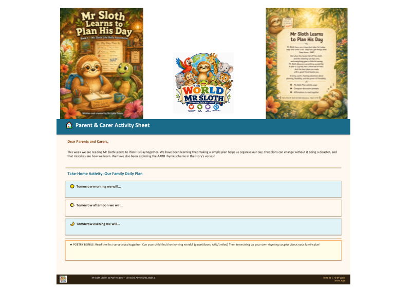 Mr Sloth Plans His Day | Life Skills & Real-Life Experiences | EYFS KS1 KS2| 5 Lesson Resource Pack