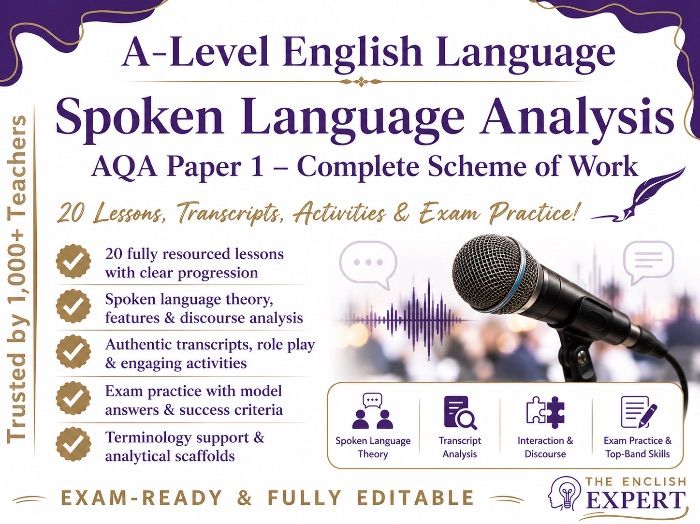 AQA A-Level English Language – Paper 1: Spoken Language Analysis | Complete Scheme of Work