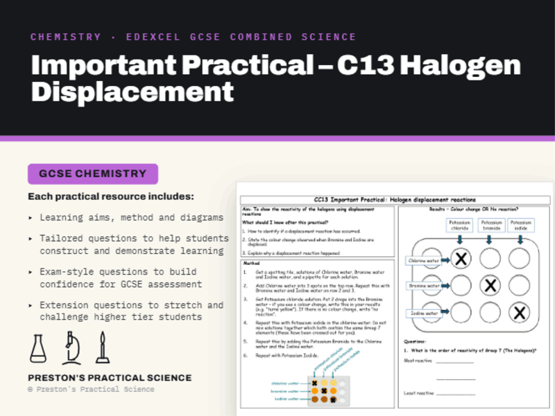 Halogen Displacement: GCSE Chemistry Important Practical CC13