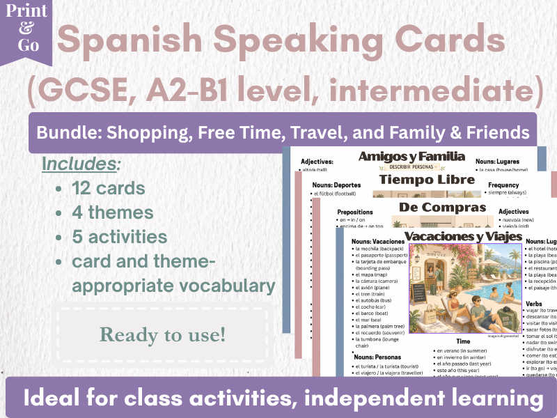 Spanish Picture Cards Bundle | Speaking, Vocabulary & Photo Description Activities