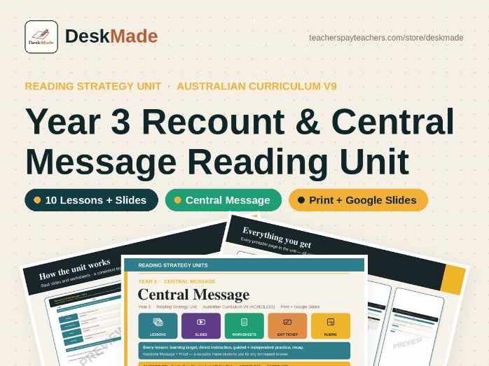 Year 3 Central Message Reading Unit | Australian Curriculum V9